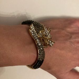 Never Worn Dragon Hinged Bracelet With Crystals